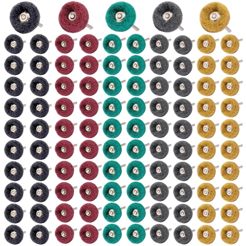 Shineboc 100 PCS Abrasive Buffing Wheels,1 inch Polishing Wheel Set for Proxxon Dremel Rotary Tool Accessory-1/8 Shank - Image 1